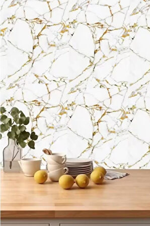 60cmx300cm Tek Parça Yapışkanlı Rulo Mermer Desenli Duvar Paneli Kağıdı Silinebilir LS-6010-BöTE