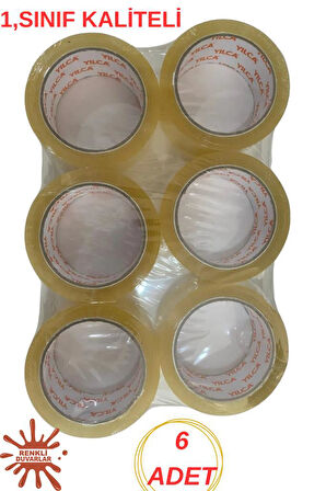 6 Adet Koli Bantı 45mm x 100 Metre Kaliteli Güçlü Yapışkanlı Koli Bantı Paketleme Kırtasiye Bantı