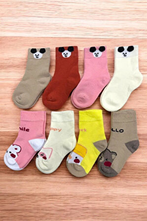 8 Çift Burun Dikişsiz Karışık Kışlık Kalın Havlu Kız Çocuk Soket Çorap