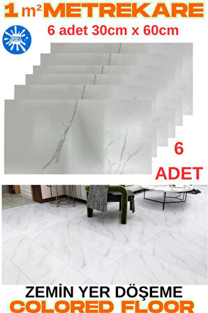 6 Adet 30cmx60cm Yapışkanlı Floor Pvc Panel 803 Yer Zemin Kaplama Paneli Arkası Kauçuklu