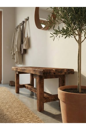DizyWood Masif Ahşap Bank Bench 100 x 30 x 43 cm – Dekoratif Oturma Bankı