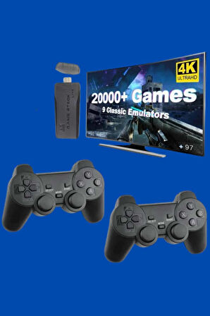 Retro Oyunlar 4k Game Stick 2.4g Kablosuz Çift Kol 3500 Oyun Atari