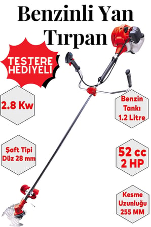 RDX9635 Profesyonel Benzinli Yan Tırpan 52cc 2.8 KW Yüksek Performanslı Ot Biçme Makinesi Benzinli Kenar Alma Makinesi Çim Biçme Makinesi