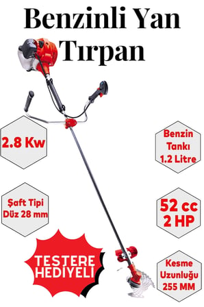 RDX9635 Profesyonel Benzinli Yan Tırpan 52cc 2.8 KW Yüksek Performanslı Ot Biçme Makinesi Benzinli Kenar Alma Makinesi Çim Biçme Makinesi
