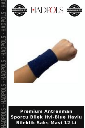 Premium Antrenman Sporcu Bilek Hvl-Blue Havlu Bileklik Saks Mavi 12 Li