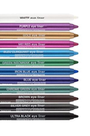 12 Renkli Neon Eyeliner Yağlı Göz Kalemi Seti