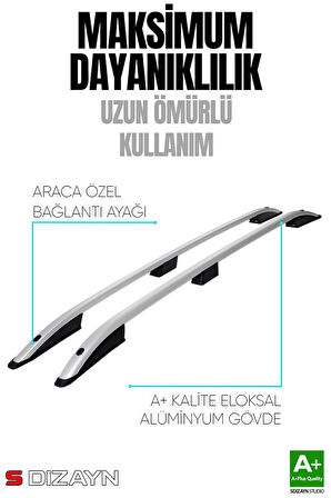 S-Dizayn Renault Kangoo Aluminyum Gri Tavan Çıtası 1997-2007 A+ Kalite