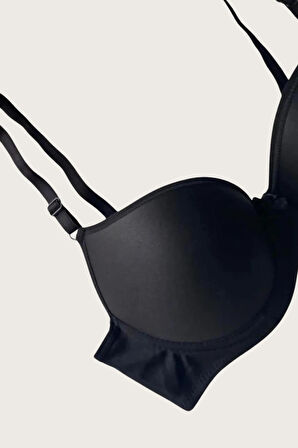 Mikro Kumaş Push Up Dolgulu Balenli Günlük Tek Destekli Sütyen