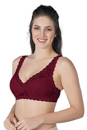 Bordo Mı Emay 188 C Pedli Dantelli Telli Toparlayıcı Sütyen