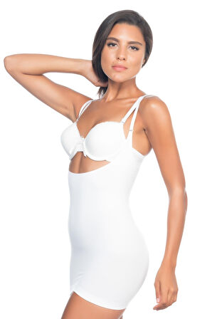 Beyaz Mı Emay 5043 Göğsü Açık Masajlı Korse