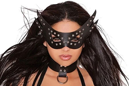 Fantazi Sivri Uçlu Seksi Deri Metalli Maske