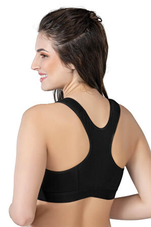 Siyah Mı Emay 184 B Önden Fermuarlı Sporcu Penye Sütyen