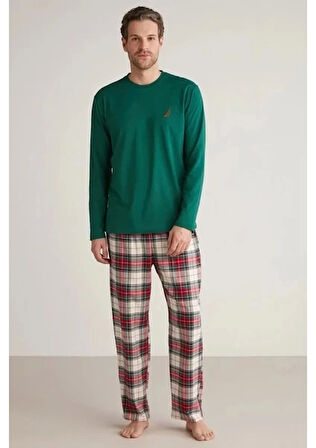 Nautıca M630 Erkek Uzun Kollu Ekoseli Pijama Takımı