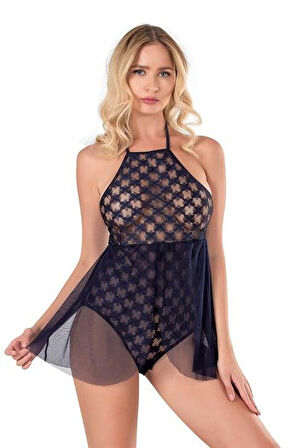 Lacivert Bodysuit Gecelik