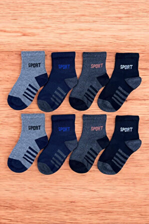 8 Çift Burun Dikişsiz Sport Desenli Çocuk Soket