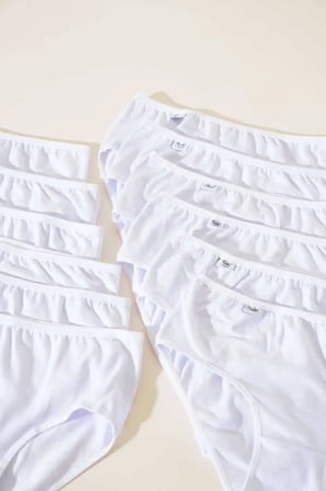 Kadın Siyah 12'li Paket Pamuklu Likralı Elastan Bato Külot - Ekonomik Paket