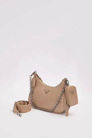 Küçük Ve Şık Premium Kalite Uzun Askılı Kadın Omuz Çantası 930420 Vizon