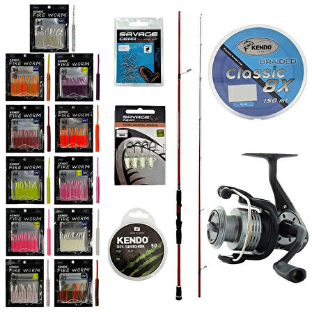 YekOutdoor FireWorm LRF Seti Okuma Red Spin 7'6'' 228 cm 3-15 gr 2 Parça&Okuma Revenger RV-25 FD Olta Makinesi