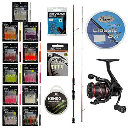 YekOutdoor FireWorm LRF Seti Okuma Red Spin 7'6'' 228 cm 3-15 gr 2 Parça&Okuma Ceymar HD CHD-2500A 7+1BB Olta Makinesi