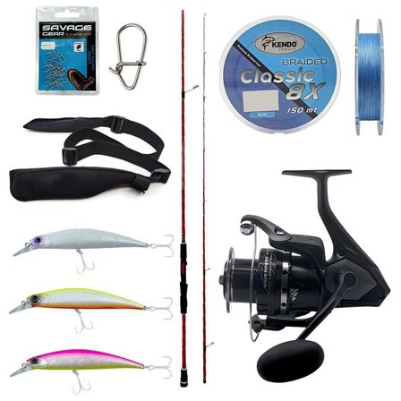 Yek Outdoor Spin Olta Seti Okuma Red Spin 9'2'' 279 cm 10-40 gr 2 Parça&Okuma Wave Power WP-4000A1 Olta Makinesi