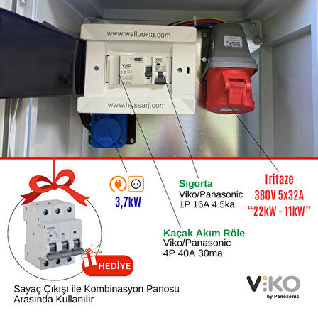 Hgsşarj "RedPan" 22kW Elektrikli Araç Kombinasyon Panosu VIKO Sigorta Grubu