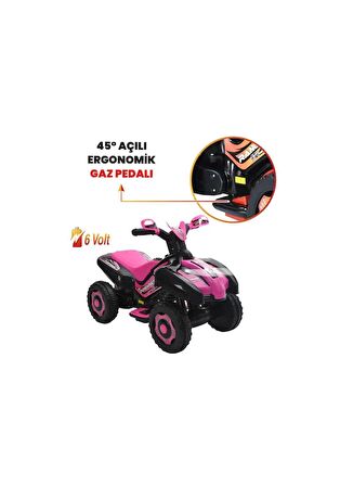 Müzikli ve Led Işıklı Akülü Atv 6v Ranger Siyah-Pembe