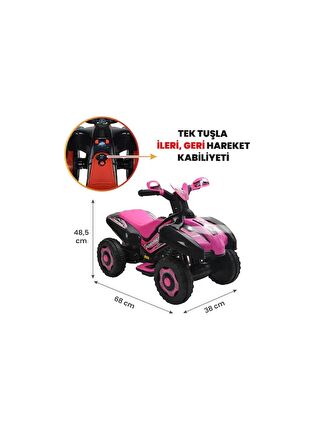 Müzikli ve Led Işıklı Akülü Atv 6v Ranger Siyah-Pembe