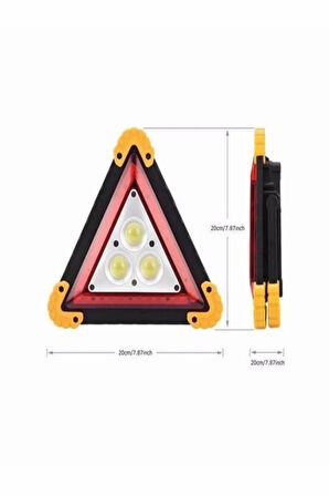 Şarjlı Üçgen Reflektör 3 Ledli Trafik Ikaz Acil Durum Kamp Lambası 2 x 18650 Şarjlı Pil