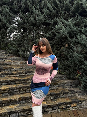 Reka Moda Kadın Uzun Kollu Tek Omuzu Askı Toka Detaylı Kısa Dalgıç Elbise