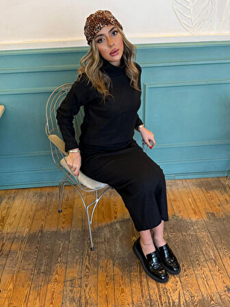 Reka Moda Kadın Uzun Kollu Balıkçı Yaka şardonlu Bluz Etek Takım