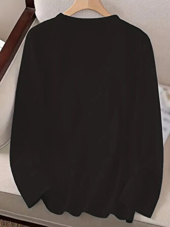 Reka Moda Kadın Uzun Kollu Bisiklet Yaka Desenli Viskon Bluz