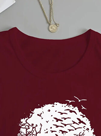 Reka Moda Kadın Uzun Kollu Bisiklet Yaka Kurukafa Desenli Viskon Bluz