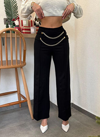 Reka Moda Kadın Beli Zincir Detay Ithal Krep Pantolon