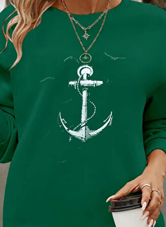 Reka Moda Kadın Uzun Kollu Bisiklet Yaka Desenli Viskon Iki Iplik Bluz