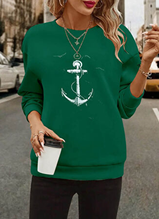 Reka Moda Kadın Uzun Kollu Bisiklet Yaka Desenli Viskon Iki Iplik Bluz