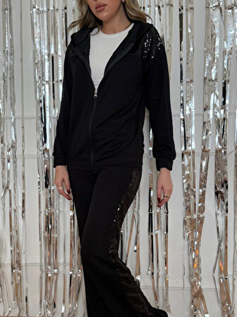 Reka Moda Kadın Yılbaşı özel Iki Iplik Kumaş Pul Ve Fermuar Detaylı Ikili Takım