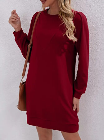 Reka Moda Kadın Uzun Kollu Bisiklet Yaka Iki Iplik Elbise