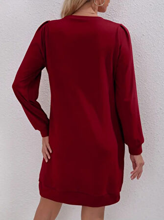 Reka Moda Kadın Uzun Kollu Bisiklet Yaka Iki Iplik Elbise