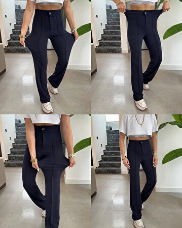 Reka Moda Kadın Yüksek Bel Full Likralı Krep Kumaş Pantolon