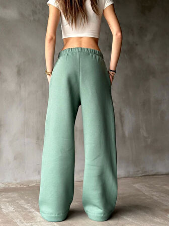 Reka Moda Palazzo Bol Paça Eşofman Pantolon - Yeşil