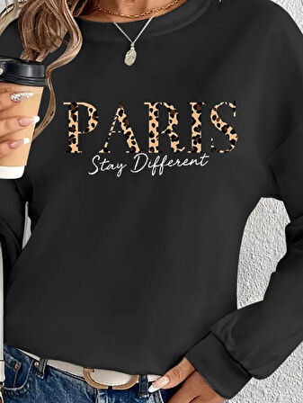 Reka Moda Kadın Uzun Kollu Bisiklet Yaka Desenli Viskon Iki Iplik Bluz