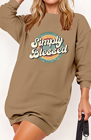 Reka Moda Kadın Uzun Kollu Bisiklet Yaka Yazılı Viskon Iki Iplik Elbise