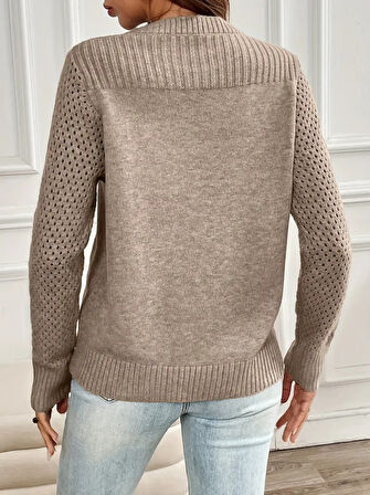 Reka Moda Kadın Uzun Kollu Bisiklet Yaka Triko Bluz