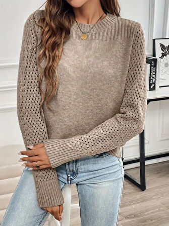 Reka Moda Kadın Uzun Kollu Bisiklet Yaka Triko Bluz