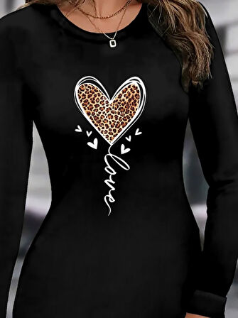 Reka Moda Kadın Uzun Kollu Bisiklet Yaka Kısa Viskon Iki Iplik Elbise