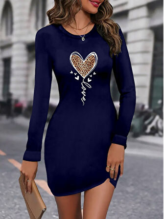 Reka Moda Kadın Uzun Kollu Bisiklet Yaka Kısa Viskon Iki Iplik Elbise