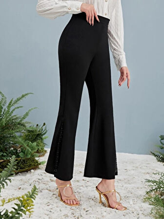 Reka Moda Kadın Yüksek Bel Yanları Tül Detaylı Dalgıç Tayt Pantolon