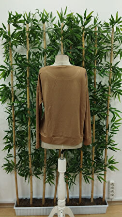 Reka Moda Kadın Uzun Kollu Bisiklet Yaka Desenli Viskon Iki Iplik Bluz