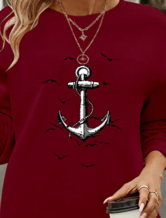 Reka Moda Kadın Uzun Kollu Bisiklet Yaka Desenli Viskon Iki Iplik Bluz