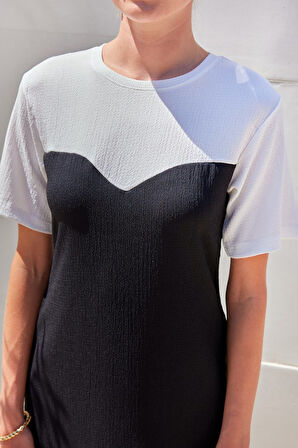 Reka Moda 2505 Yazlık Örme Elbise - Siyah